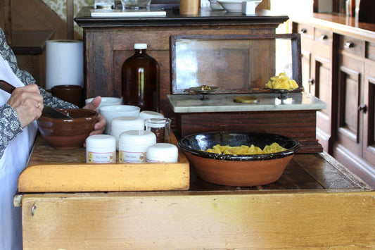 Rose water hand cream being made in a large bowl