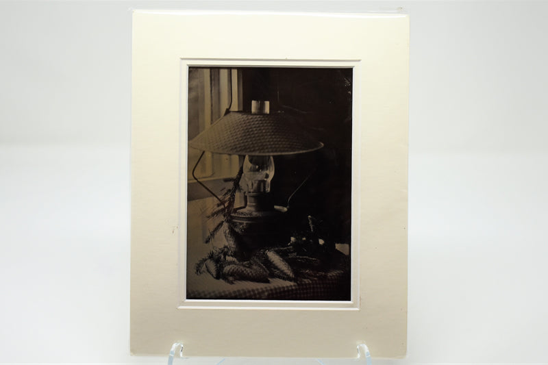 Matted Ambrotype Photo - Lamp with pinecones