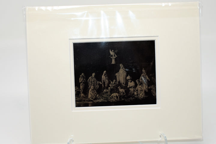 Matted Ambrotype Photo - Manger Scene